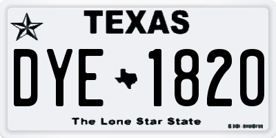 TX license plate DYE1820