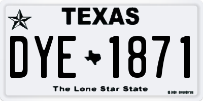 TX license plate DYE1871
