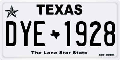 TX license plate DYE1928