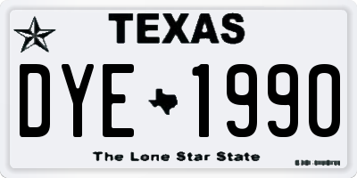TX license plate DYE1990