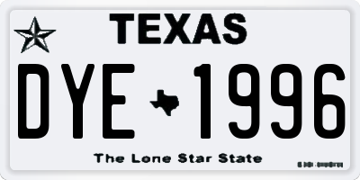 TX license plate DYE1996