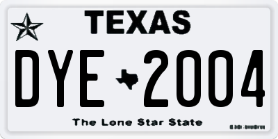 TX license plate DYE2004