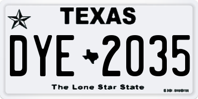 TX license plate DYE2035