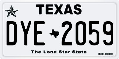 TX license plate DYE2059