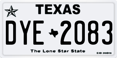 TX license plate DYE2083