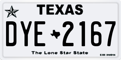 TX license plate DYE2167