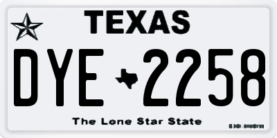 TX license plate DYE2258