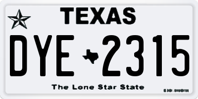 TX license plate DYE2315