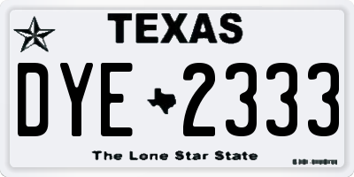 TX license plate DYE2333
