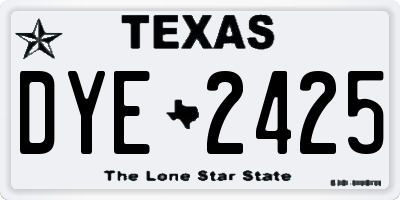 TX license plate DYE2425
