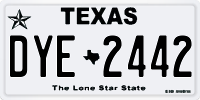 TX license plate DYE2442
