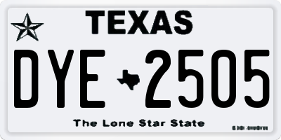 TX license plate DYE2505