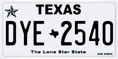 TX license plate DYE2540