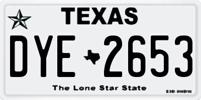 TX license plate DYE2653