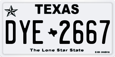 TX license plate DYE2667