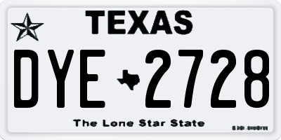 TX license plate DYE2728