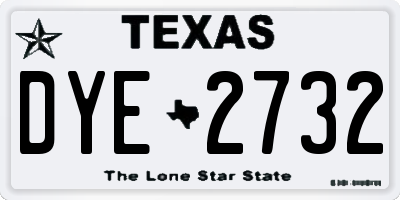 TX license plate DYE2732