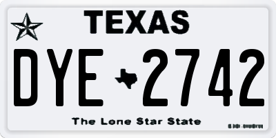 TX license plate DYE2742