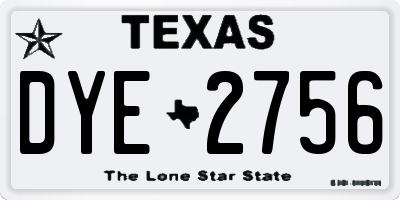 TX license plate DYE2756