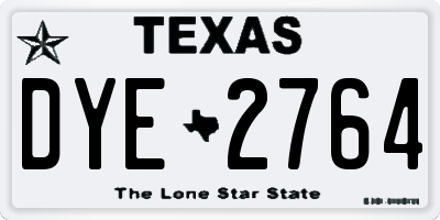 TX license plate DYE2764