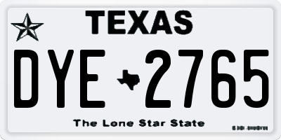 TX license plate DYE2765