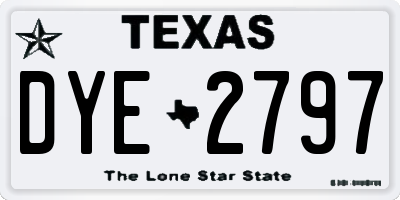 TX license plate DYE2797