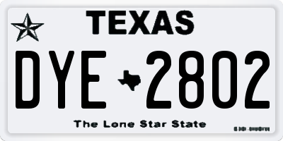 TX license plate DYE2802