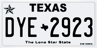 TX license plate DYE2923