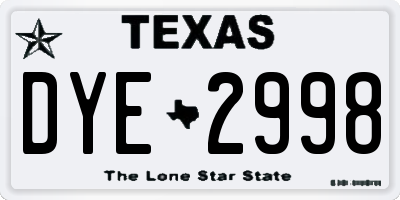 TX license plate DYE2998