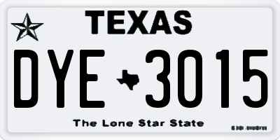 TX license plate DYE3015