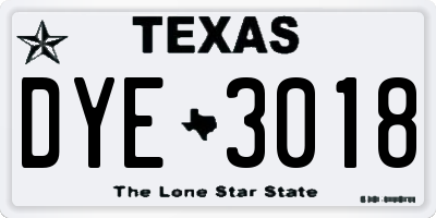 TX license plate DYE3018