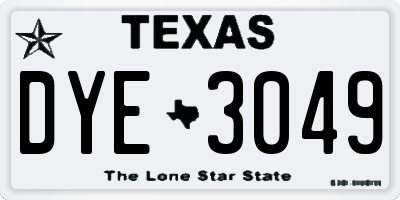 TX license plate DYE3049