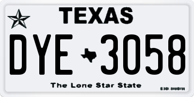 TX license plate DYE3058