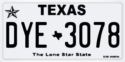 TX license plate DYE3078