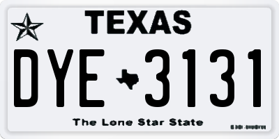 TX license plate DYE3131