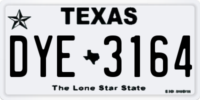 TX license plate DYE3164