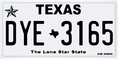 TX license plate DYE3165