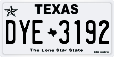 TX license plate DYE3192