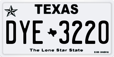 TX license plate DYE3220