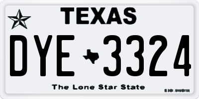 TX license plate DYE3324