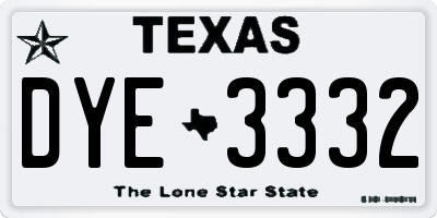 TX license plate DYE3332