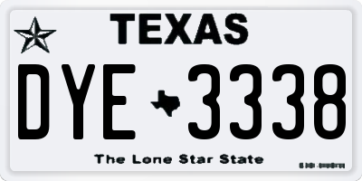 TX license plate DYE3338