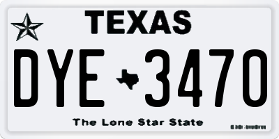 TX license plate DYE3470