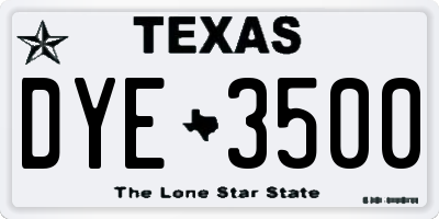 TX license plate DYE3500