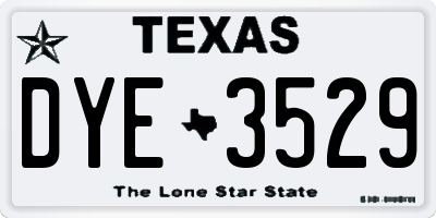 TX license plate DYE3529