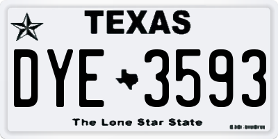 TX license plate DYE3593