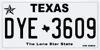TX license plate DYE3609
