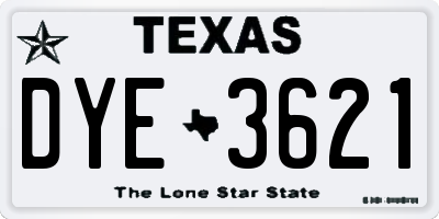 TX license plate DYE3621