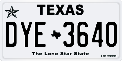 TX license plate DYE3640