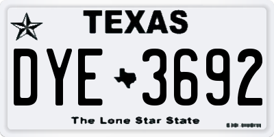 TX license plate DYE3692